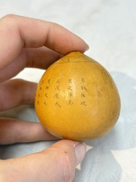 Six Chinese gourd cricket cages and seven carved gourds, 20th C.