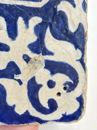 A polychrome Antwerp maiolica 'ornamental' tile, ca. 1560