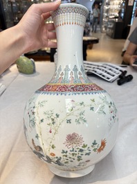 A Chinese famille rose 'boys and roosters' vase and a Milefo Buddha, Guangxu and Zhu Mao Ji 朱茂記造 mark, 19/20th C.