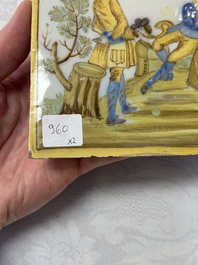 Two Italian maiolica &lsquo;pastoral&rsquo; plaques, one dated 1745, Castelli, 18th C.
