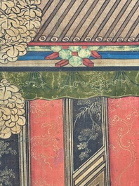 In the manner of Qiu Ying 仇英 (1494-1552): 'Festival in Chinese Garden', ink and colour on silk, 17/18th C.