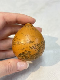 Six Chinese gourd cricket cages and seven carved gourds, 20th C.