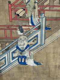 In the manner of Qiu Ying 仇英 (1494-1552): 'Festival in Chinese Garden', ink and colour on silk, 17/18th C.
