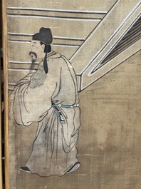 In the manner of Qiu Ying 仇英 (1494-1552): 'Festival in Chinese Garden', ink and colour on silk, 17/18th C.