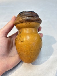 Six Chinese gourd cricket cages and seven carved gourds, 20th C.