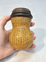 Six Chinese gourd cricket cages and seven carved gourds, 20th C.