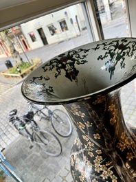 A massive Chinese famille noire 'prunus blossoms' vase, Kangxi mark, 19th C.