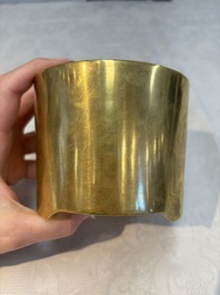 A Chinese bronze cylindrical tripod censer, Xuande mark, 18th C.