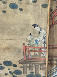 In the manner of Qiu Ying 仇英 (1494-1552): 'Festival in Chinese Garden', ink and colour on silk, 17/18th C.