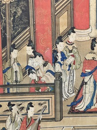 In the manner of Qiu Ying 仇英 (1494-1552): 'Festival in Chinese Garden', ink and colour on silk, 17/18th C.