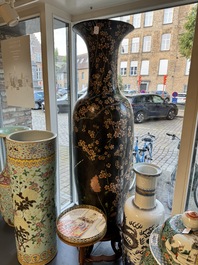 A massive Chinese famille noire 'prunus blossoms' vase, Kangxi mark, 19th C.