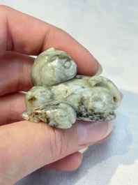 Four Chinese jade carvings, 19th C.