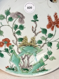 A Chinese famille verte 'peonies and butterflies' plate, Kangxi