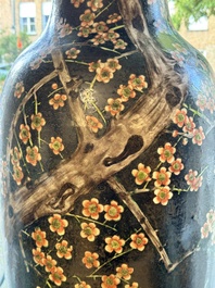 A massive Chinese famille noire 'prunus blossoms' vase, Kangxi mark, 19th C.