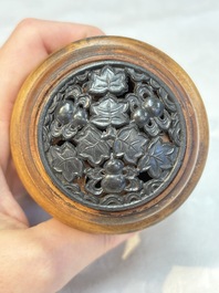 Six Chinese gourd cricket cages and seven carved gourds, 20th C.