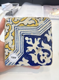 A polychrome Antwerp maiolica 'ornamental' tile, ca. 1560