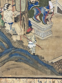 In the manner of Qiu Ying 仇英 (1494-1552): 'Festival in Chinese Garden', ink and colour on silk, 17/18th C.