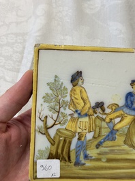 Two Italian maiolica &lsquo;pastoral&rsquo; plaques, one dated 1745, Castelli, 18th C.