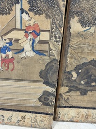 In the manner of Qiu Ying 仇英 (1494-1552): 'Festival in Chinese Garden', ink and colour on silk, 17/18th C.
