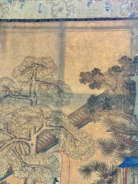 In the manner of Qiu Ying 仇英 (1494-1552): 'Festival in Chinese Garden', ink and colour on silk, 17/18th C.