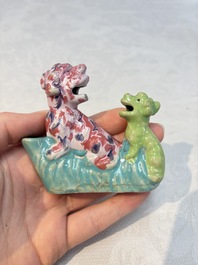 A Chinese famille rose 'mandarin' group and a 'qilin' water dropper, Qianlong