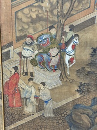 In the manner of Qiu Ying 仇英 (1494-1552): 'Festival in Chinese Garden', ink and colour on silk, 17/18th C.