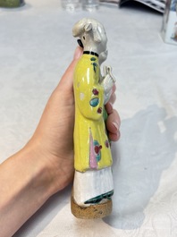 A Chinese famille rose 'mandarin' group and a 'qilin' water dropper, Qianlong