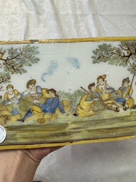 Two Italian maiolica &lsquo;pastoral&rsquo; plaques, one dated 1745, Castelli, 18th C.