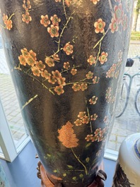A massive Chinese famille noire 'prunus blossoms' vase, Kangxi mark, 19th C.