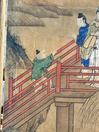 In the manner of Qiu Ying 仇英 (1494-1552): 'Festival in Chinese Garden', ink and colour on silk, 17/18th C.