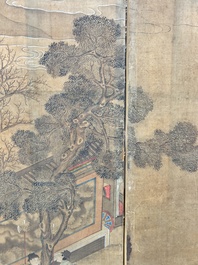 In the manner of Qiu Ying 仇英 (1494-1552): 'Festival in Chinese Garden', ink and colour on silk, 17/18th C.