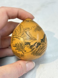 Six Chinese gourd cricket cages and seven carved gourds, 20th C.