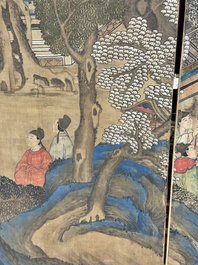 In the manner of Qiu Ying 仇英 (1494-1552): 'Festival in Chinese Garden', ink and colour on silk, 17/18th C.