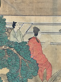 In the manner of Qiu Ying 仇英 (1494-1552): 'Festival in Chinese Garden', ink and colour on silk, 17/18th C.
