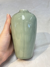 A Chinese celadon-glazed vase and a faux bronze-glazed vase, Qianlong mark, 18/19th C.