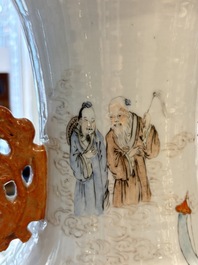 A Chinese qianjiang cai 'Taoist' vase, signed Wang Xingli 汪興黎, 19/20th C.