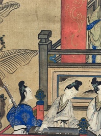 In the manner of Qiu Ying 仇英 (1494-1552): 'Festival in Chinese Garden', ink and colour on silk, 17/18th C.