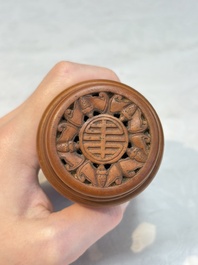 Four Chinese carved wooden cricket cages, 20th C.