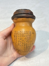 Six Chinese gourd cricket cages and seven carved gourds, 20th C.