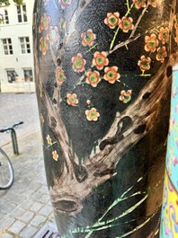 A massive Chinese famille noire 'prunus blossoms' vase, Kangxi mark, 19th C.
