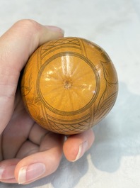 Six Chinese gourd cricket cages and seven carved gourds, 20th C.