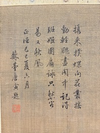 In the manner of Qiu Ying 仇英 (1494-1552): 'Mountainous landscape', ink and colour on silk, 19/20th C.