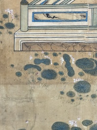 In the manner of Qiu Ying 仇英 (1494-1552): 'Festival in Chinese Garden', ink and colour on silk, 17/18th C.
