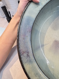 A large Chinese purple-splashed 'jun' basin, Yuan/Ming