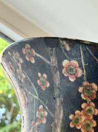A massive Chinese famille noire 'prunus blossoms' vase, Kangxi mark, 19th C.