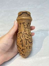 Four Chinese carved wooden cricket cages, 20th C.