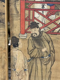 In the manner of Qiu Ying 仇英 (1494-1552): 'Festival in Chinese Garden', ink and colour on silk, 17/18th C.