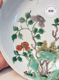 A Chinese famille verte 'peonies and butterflies' plate, Kangxi