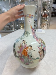 A Chinese famille rose vase with narrative design, Republic