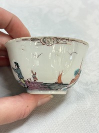 A rare Chinese Dutch-decorated 'The miracle of Zaandam' plate and cup, Qianlong